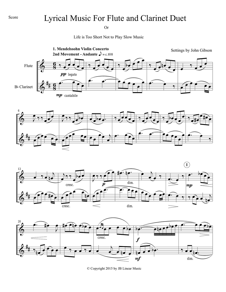 Lyrical Music for Flute and Clarinet Duet Woodwind Duet scores gallery preview page 4