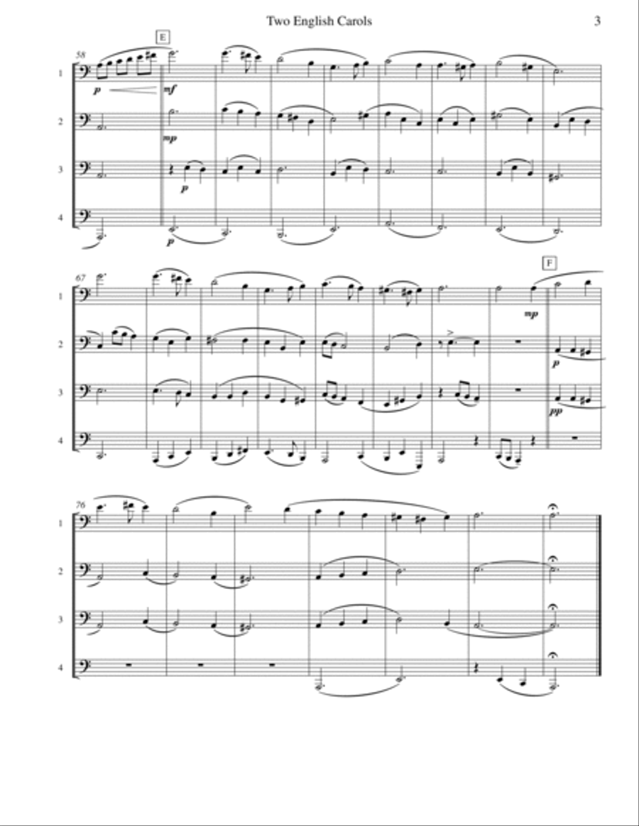 Two English Carols (Coventry Carol; What Child Is This?) - Tuba Quartet Brass Quartet scores gallery preview page 3