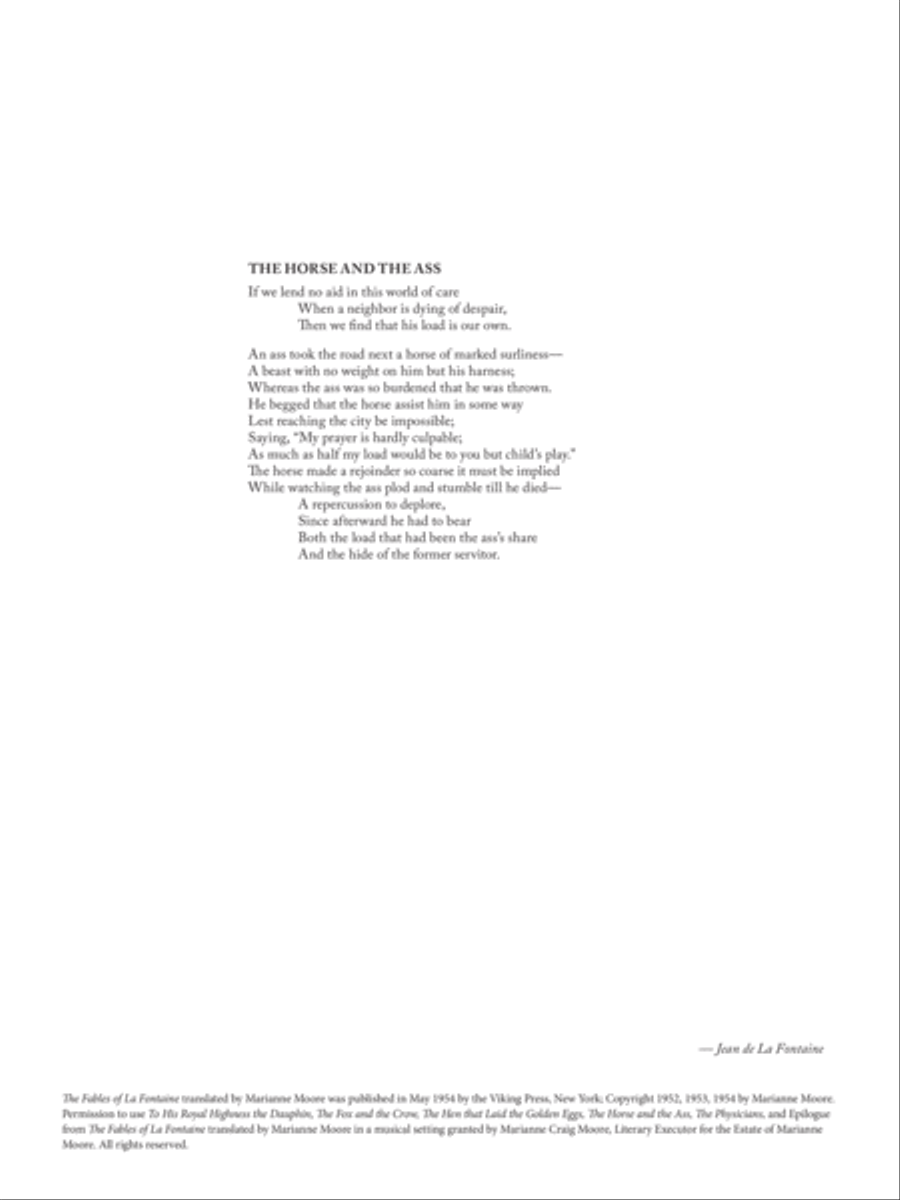 The Horse and the Ass from Fables for a Prince Tenor Voice scores gallery preview page 1