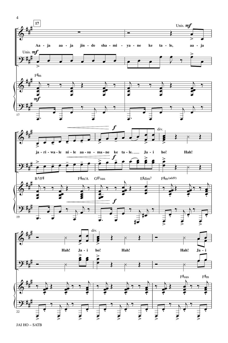 Jai Ho (from The Motion Picture Slumdog Millionaire) 4-Part scores gallery preview page 3