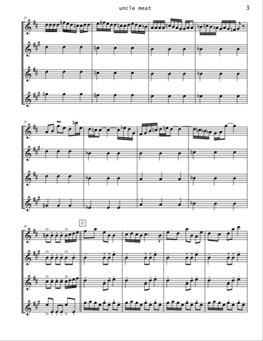 Uncle Meat Saxophone Quartet scores gallery preview page 3