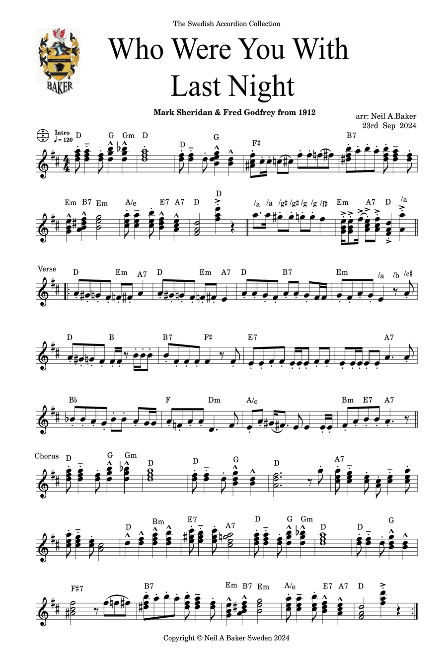 Who Were You With Last Night Accordion scores gallery preview page 1