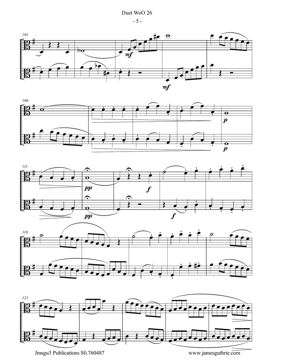 Beethoven: Duet WoO 26 for Viola Duo String Duet scores gallery preview page 5