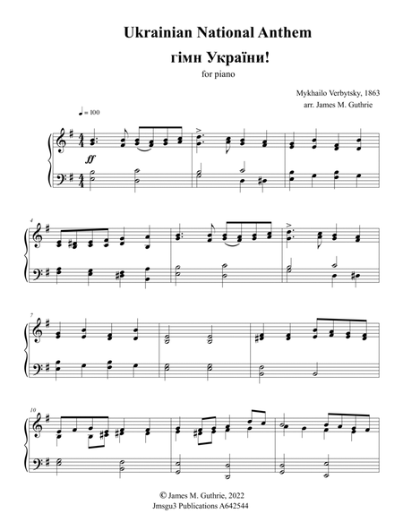 Ukrainian National Anthem for Piano image number null