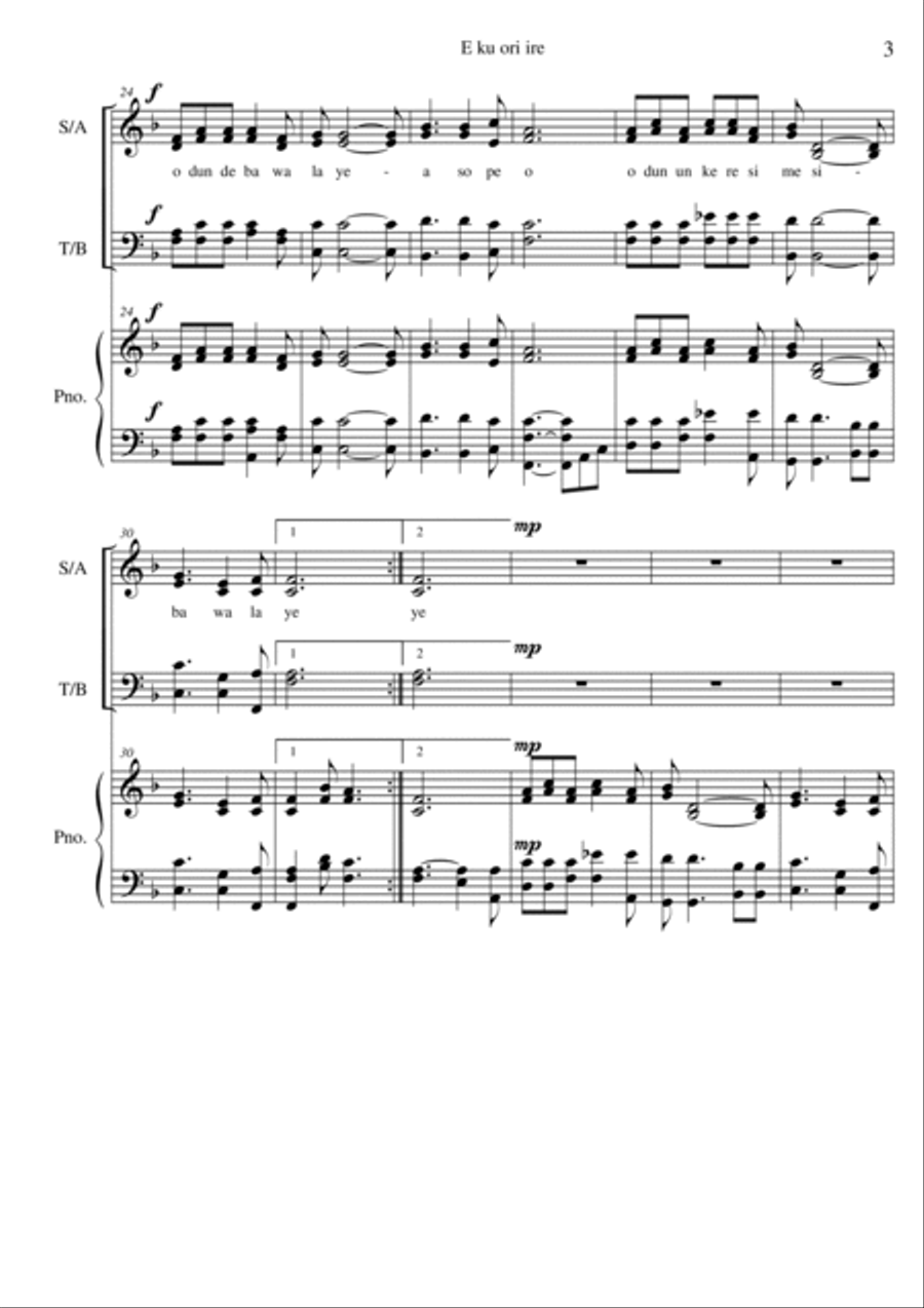 Eku ori ire (Congratulations) Voice Solo scores gallery preview page 3