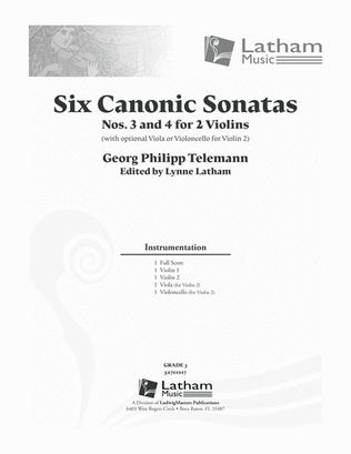 Book cover for Six Canonic Sonatas: Sonatas No. 3 & 4 for String Duo
