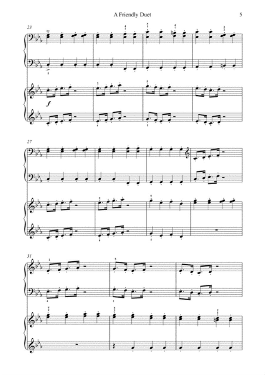 A Friendly Duet (one piano, four hands and two friends) 1 Piano, 4-Hands scores gallery preview page 5
