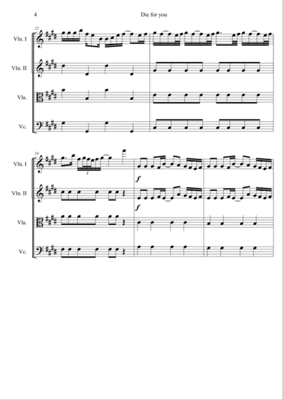 Die For You String Quartet scores gallery preview page 4