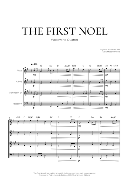 The First Noel (Woodwind Quartet) - Christmas Carol image number null