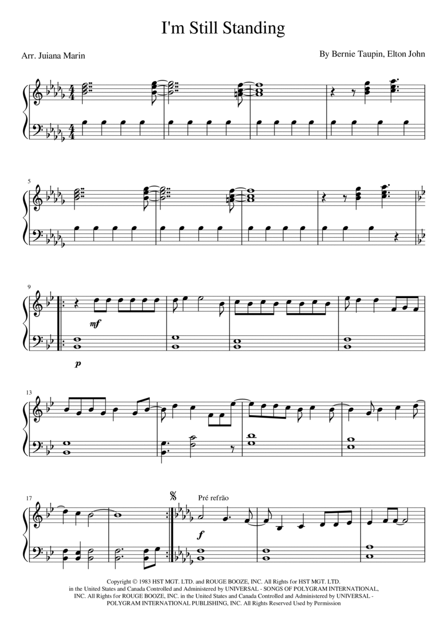 I'm Still Standing Piano Solo scores gallery preview page 1