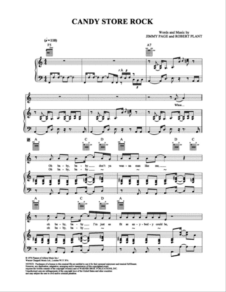 Candy Store Rock Candy Store Rock Piano, Vocal, Guitar scores gallery preview page 1