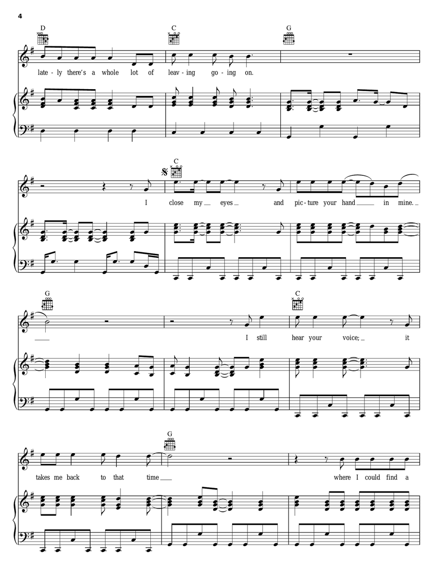 Whole Lot Of Leavin' Piano, Vocal, Guitar scores gallery preview page 4