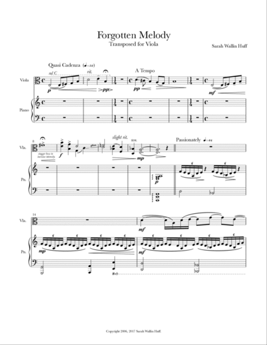 Forgotten Melody (Transposed for Viola) Viola scores gallery preview page 3