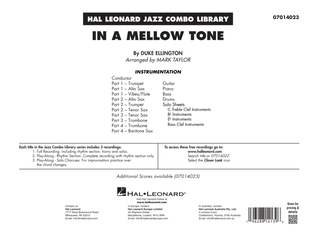 Book cover for In A Mellow Tone (arr. Mark Taylor) - Conductor Score (Full Score)