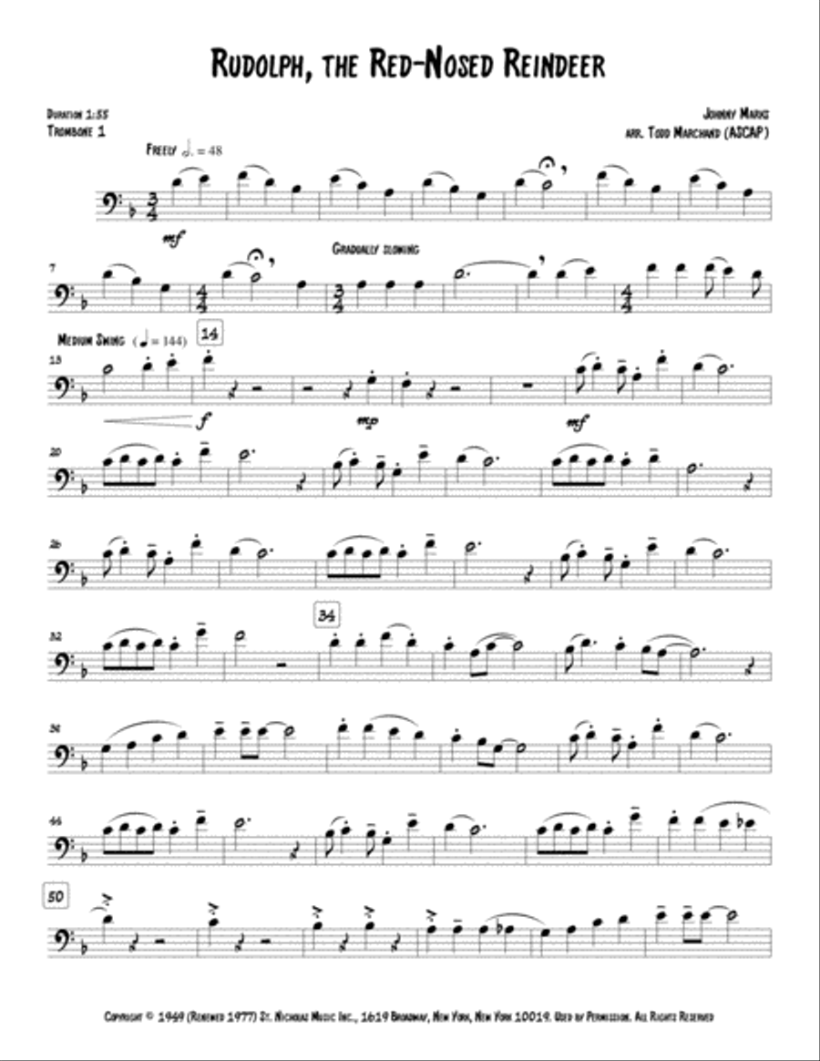 Rudolph The Red-nosed Reindeer Brass Quartet scores gallery preview page 5
