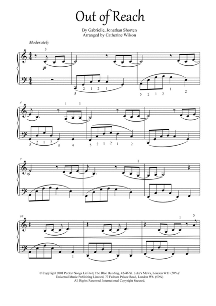 Out Of Reach Piano Solo scores gallery preview page 2
