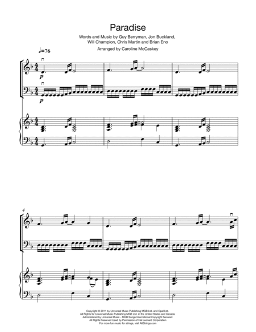 Paradise Paradise Piano Trio scores gallery preview page 2