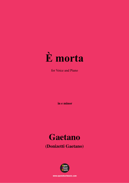 Donizetti-E Morta,in G Major,for Voice and Piano image number null