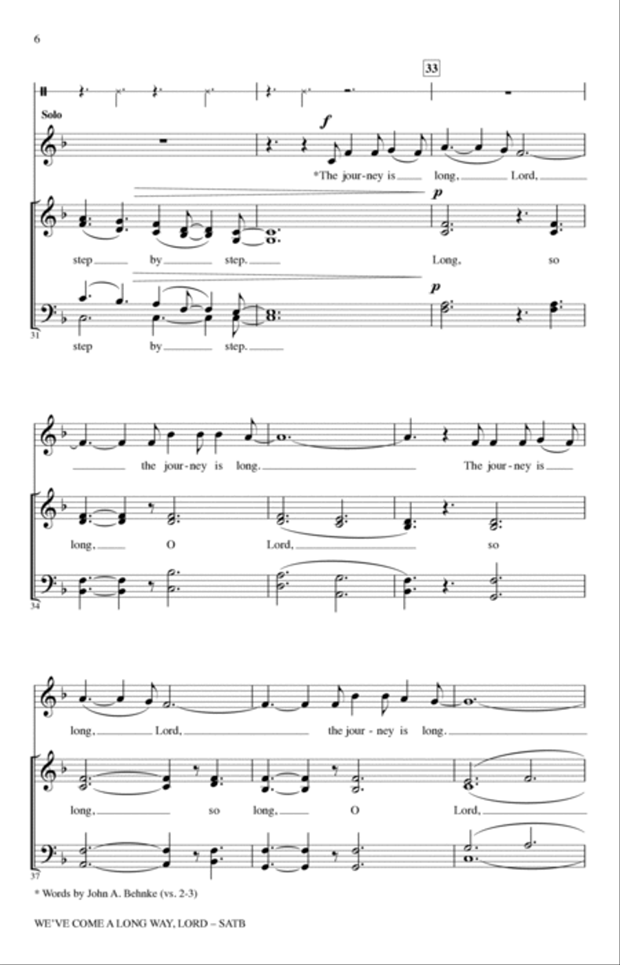 We've Come A Long Way, Lord (arr. John A. Behnke) 4-Part scores gallery preview page 4