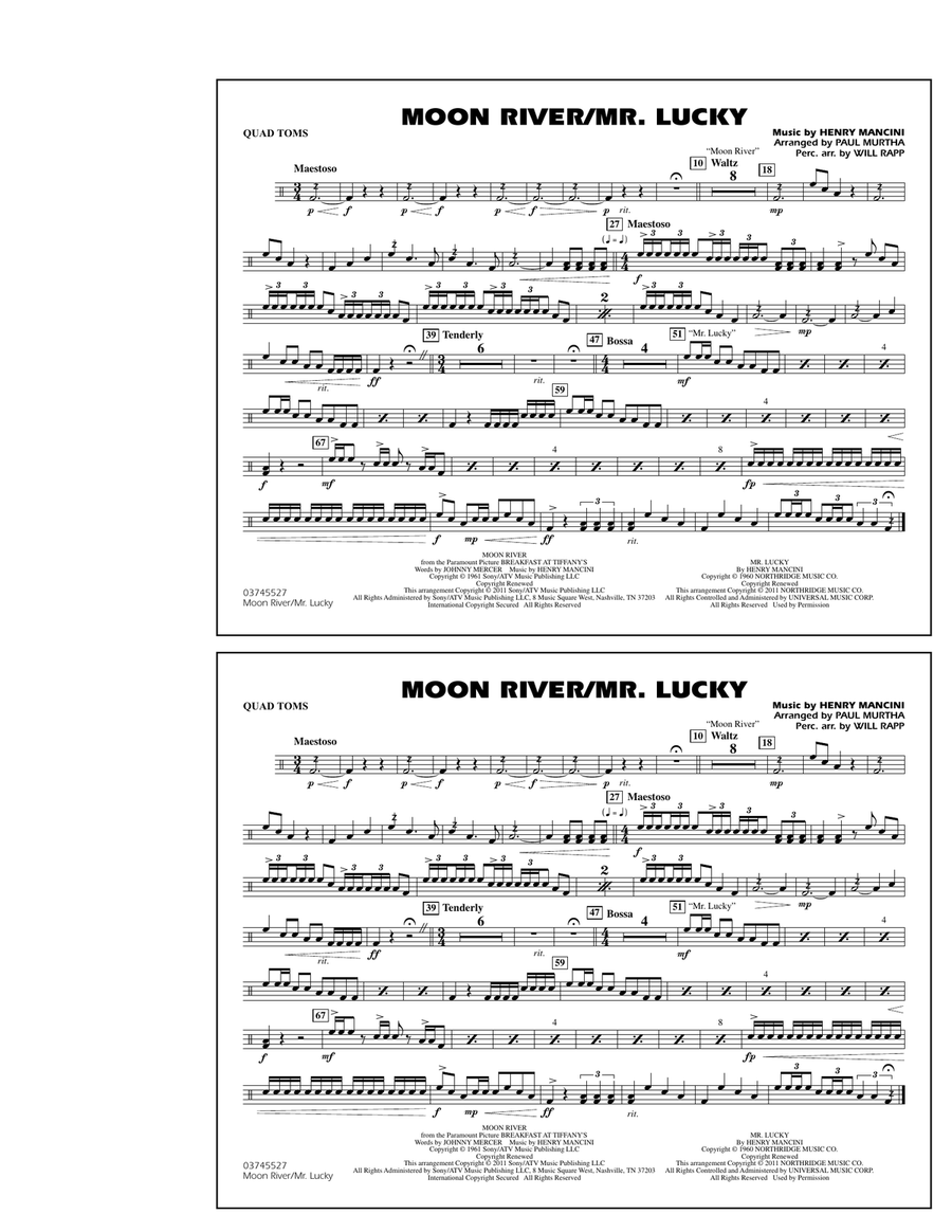Moon River/Mr. Lucky - Quad Toms Marching Band scores gallery preview page 1