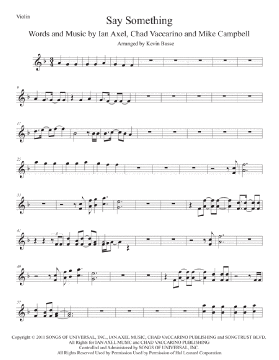 Say Something Violin Solo scores gallery preview page 1