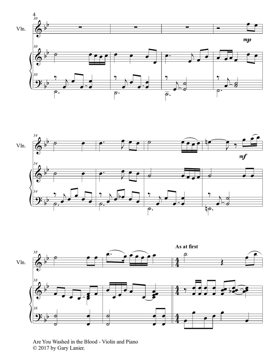 ARE YOU WASHED IN THE BLOOD (Duet - Violin & Piano with Score/Part) Violin Solo scores gallery preview page 5