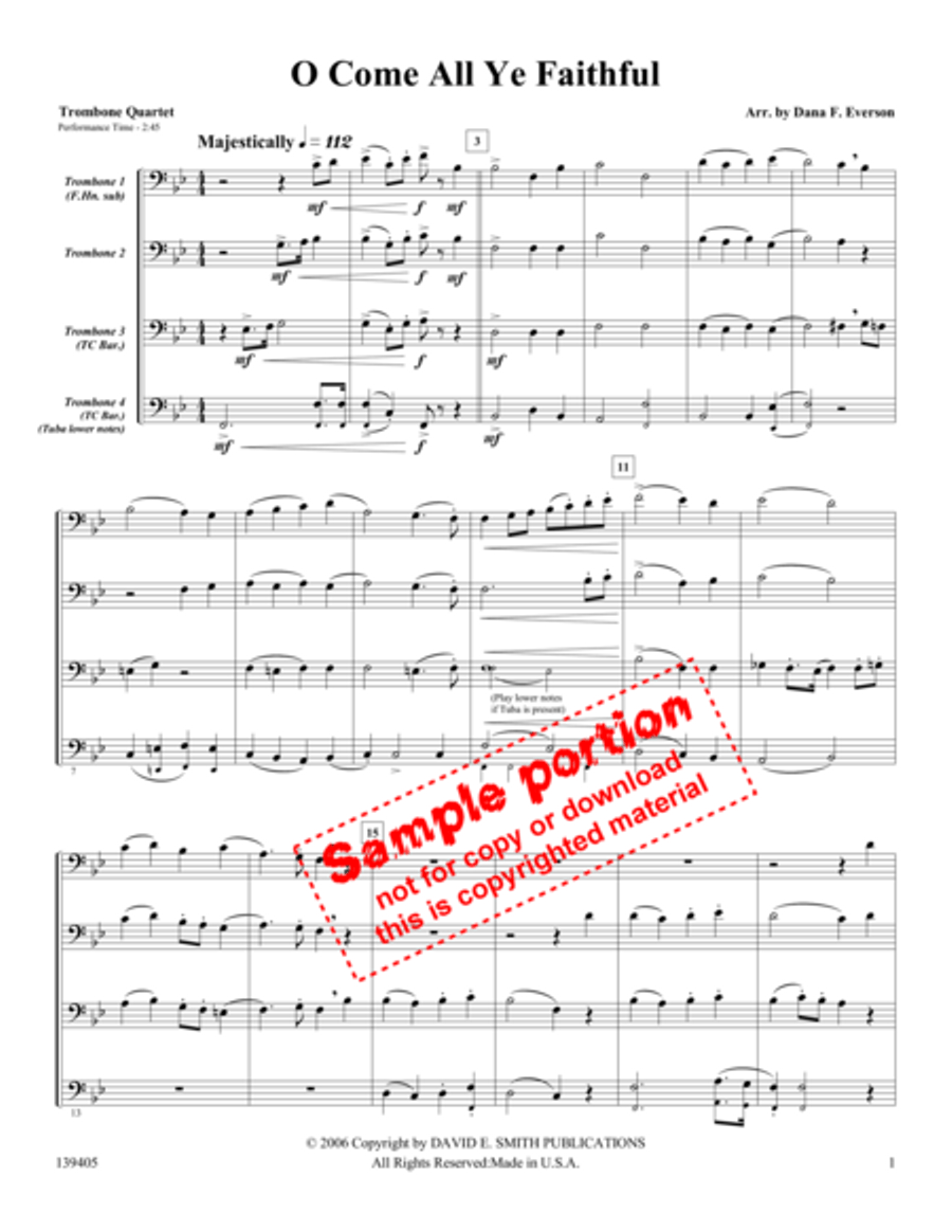 O Come, All Ye Faithful O Come, All Ye Faithful Trombone Quartet scores gallery preview page 2