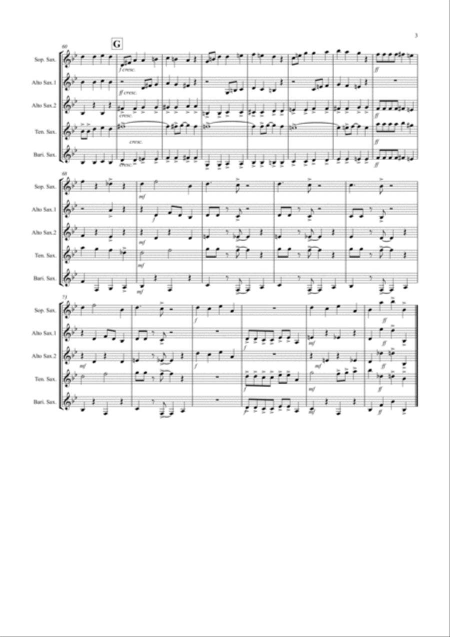 Hot Summer Rag for Saxophone Quintet Saxophone Quintet scores gallery preview page 3