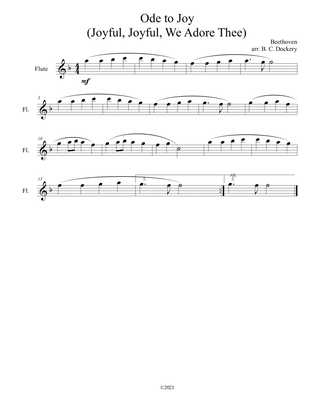 Ode to Joy (Joyful, Joyful, We Adore Thee) for solo flute