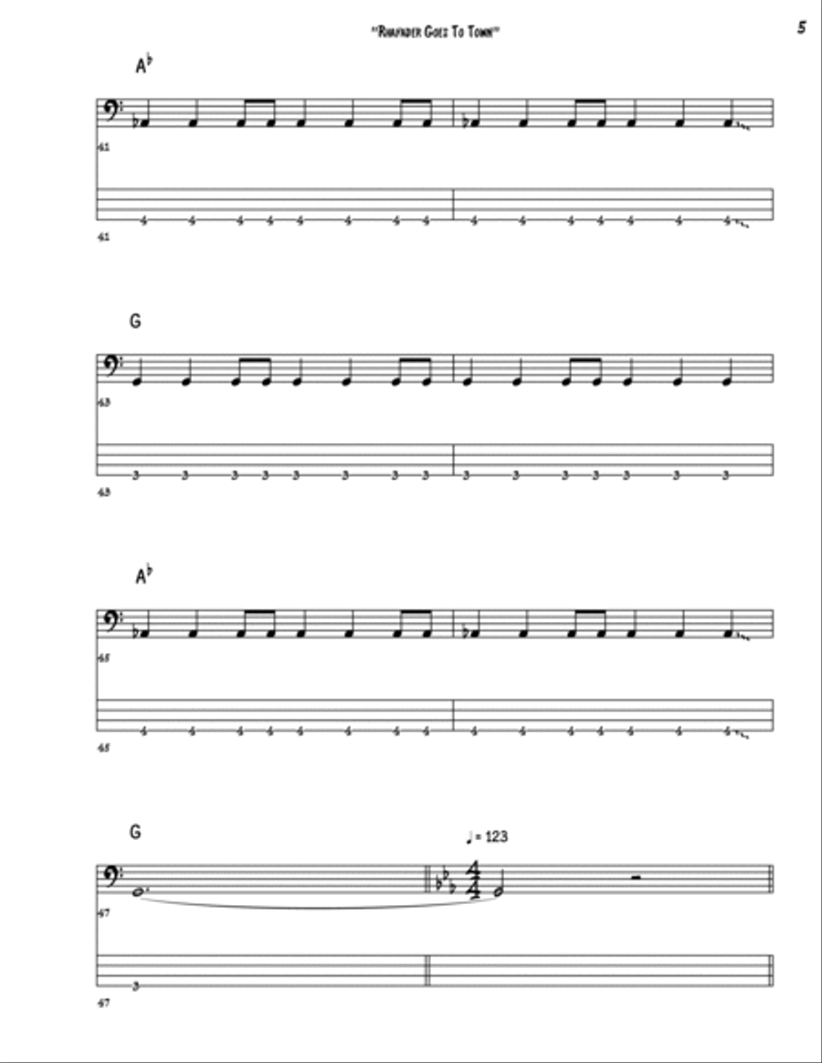 Rhayader Goes To Town Bass Guitar scores gallery preview page 5