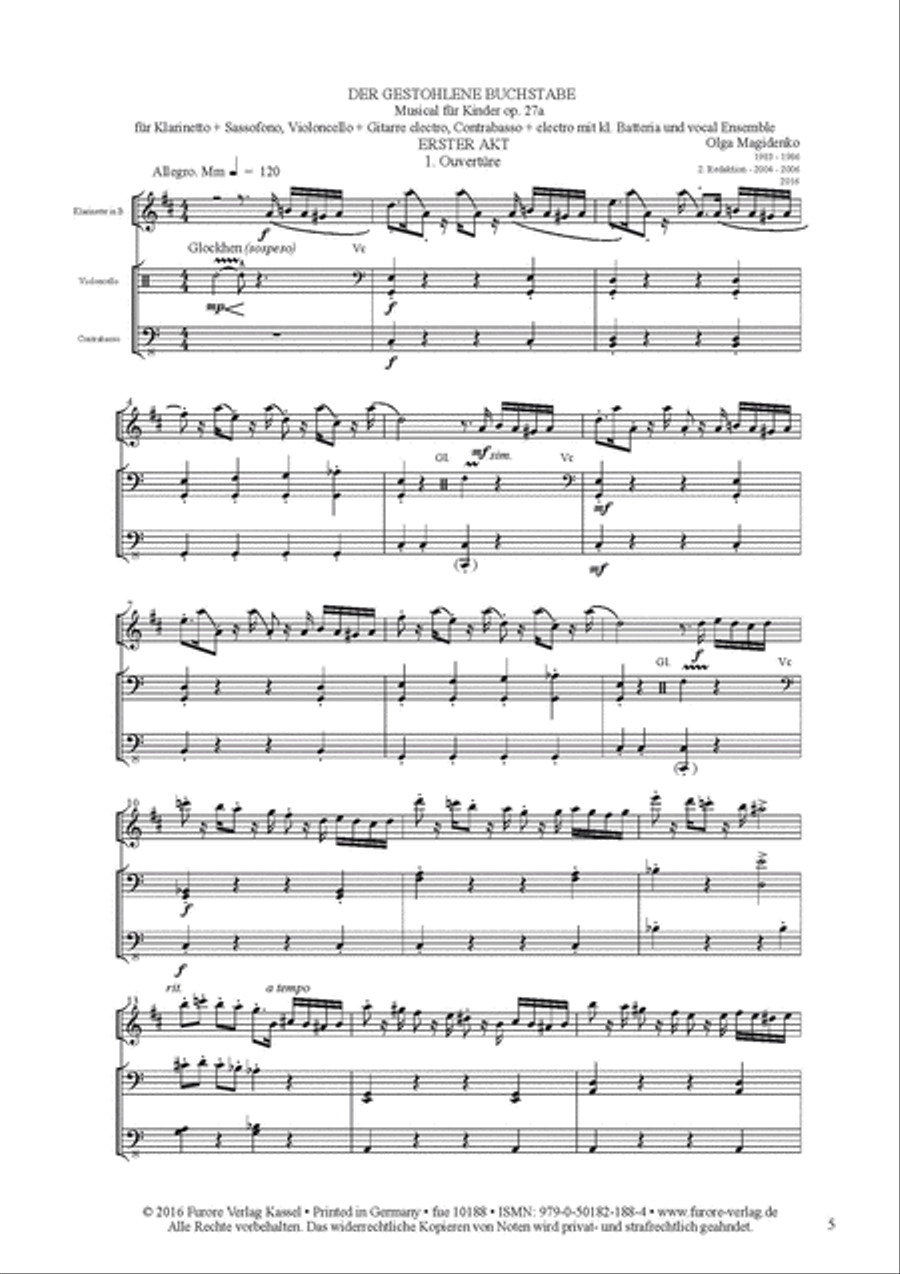 Der gestohlene Buchstabe. Musiktheater fur Kinder in zwei Akten op. 27a Clarinet scores gallery preview page 2