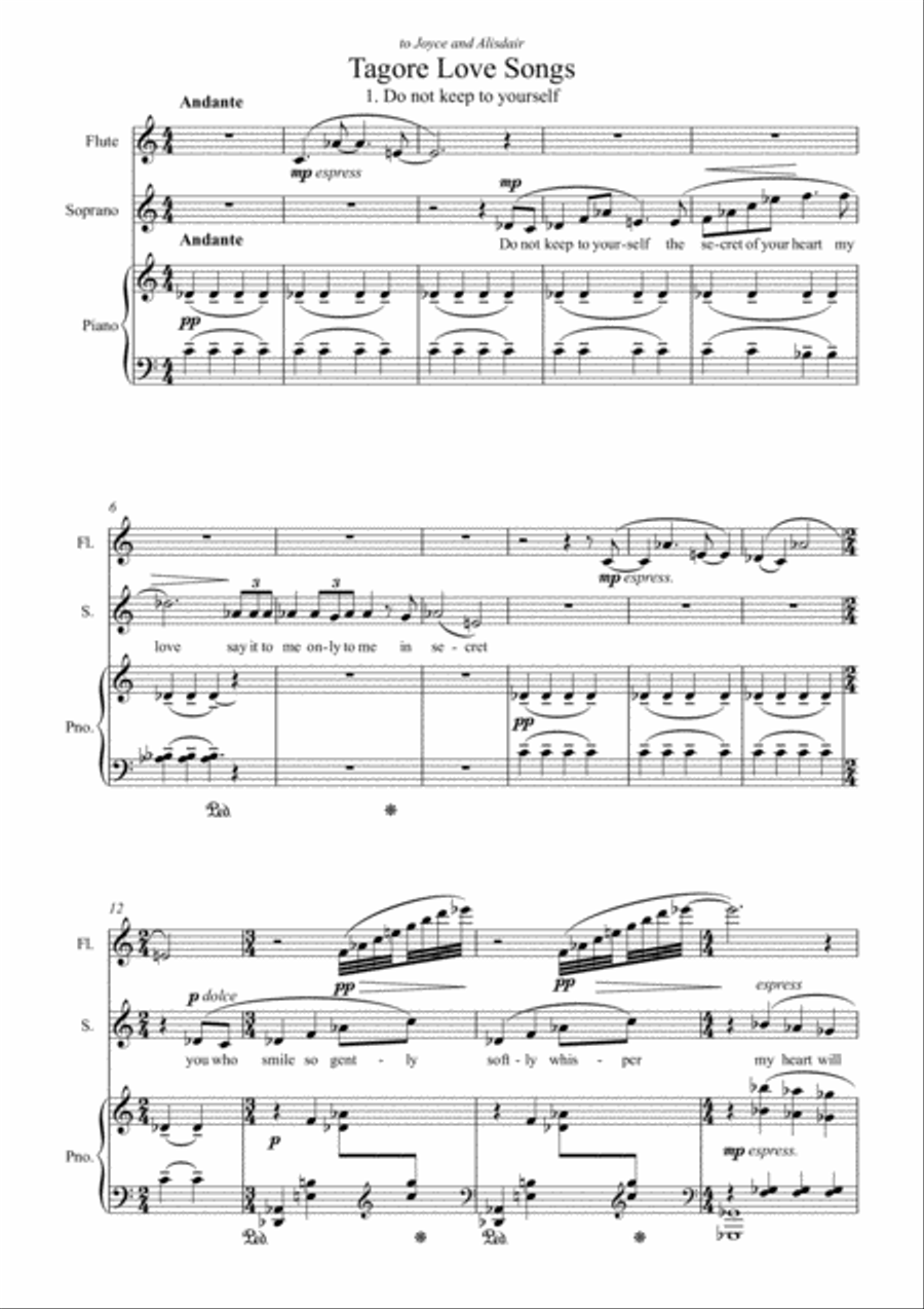 Tagore Love Songs No.1 - Do not keep to yourself Small Ensemble scores gallery preview page 1