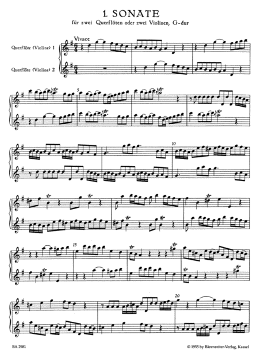 Six Canonic Sonatas for two Flutes or two Violins op. 5 TWV 40: 118-120 Flute scores gallery preview page 2