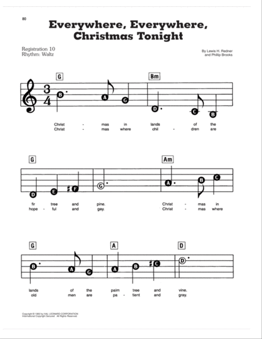 Everywhere, Everywhere, Christmas Tonight Electronic Keyboard scores gallery preview page 1