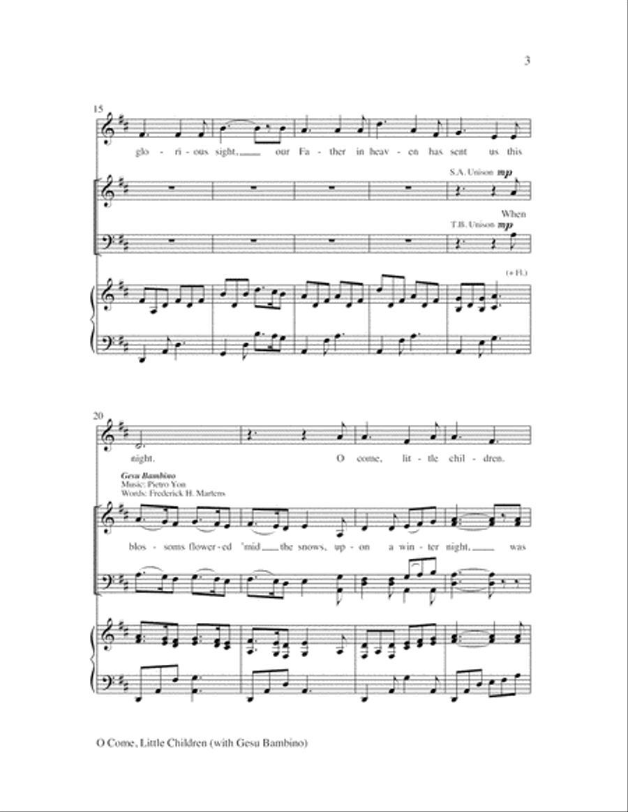 O Come, Little Children with Gesu Bambino 4-Part scores gallery preview page 3