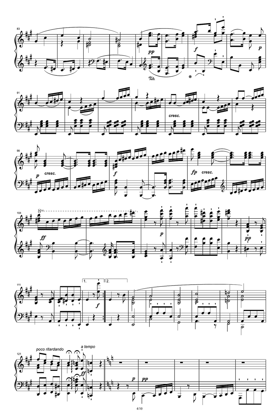 Beethoven Sonata in A Major, Op.101 Movement 3-4 Piano Solo scores gallery preview page 4