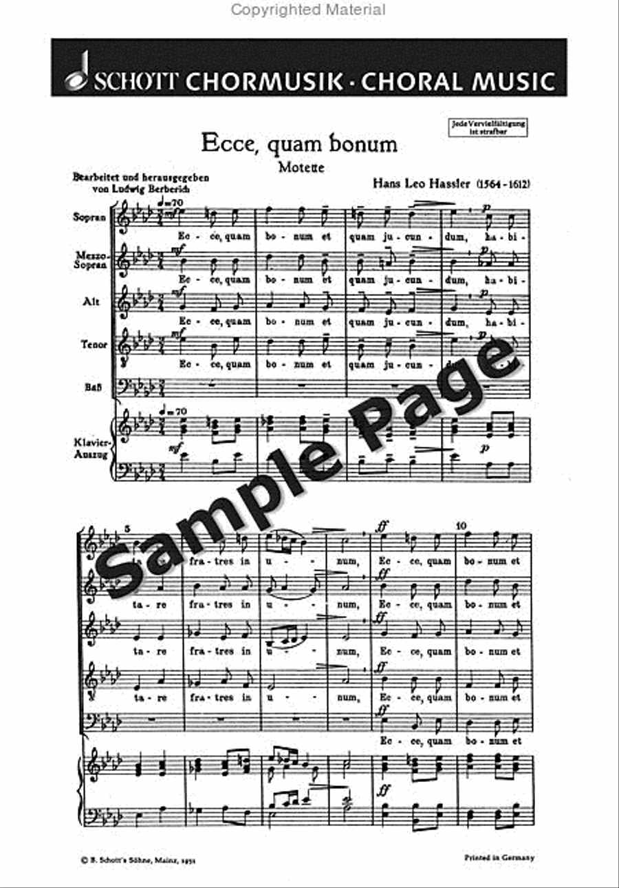 Hassler Hl Ecce Quam Bonum Mixed Choir scores gallery preview page 2
