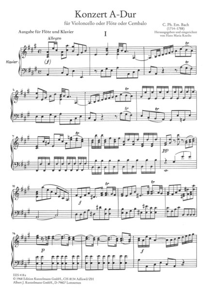 Concerto for cello, version for flute and piano