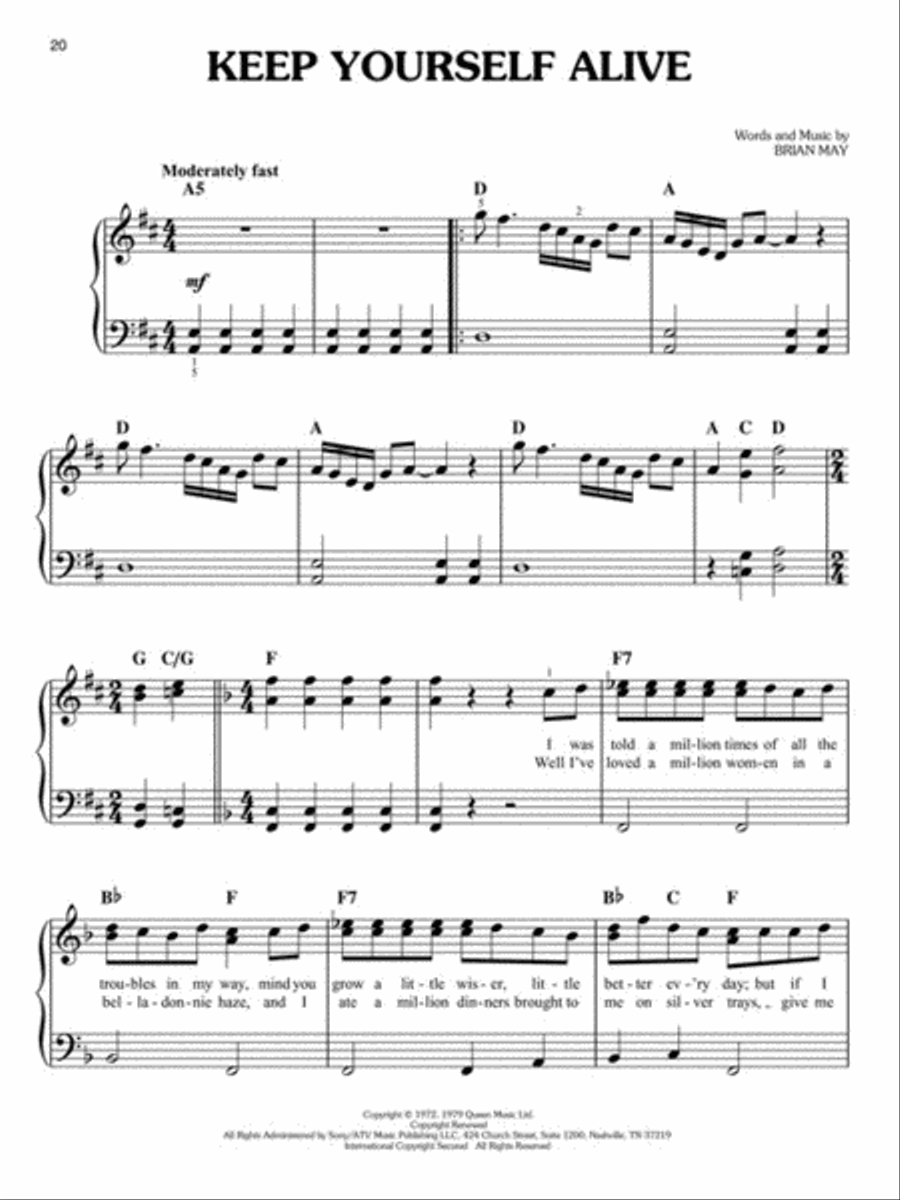 Bohemian Rhapsody Easy Piano scores gallery preview page 6