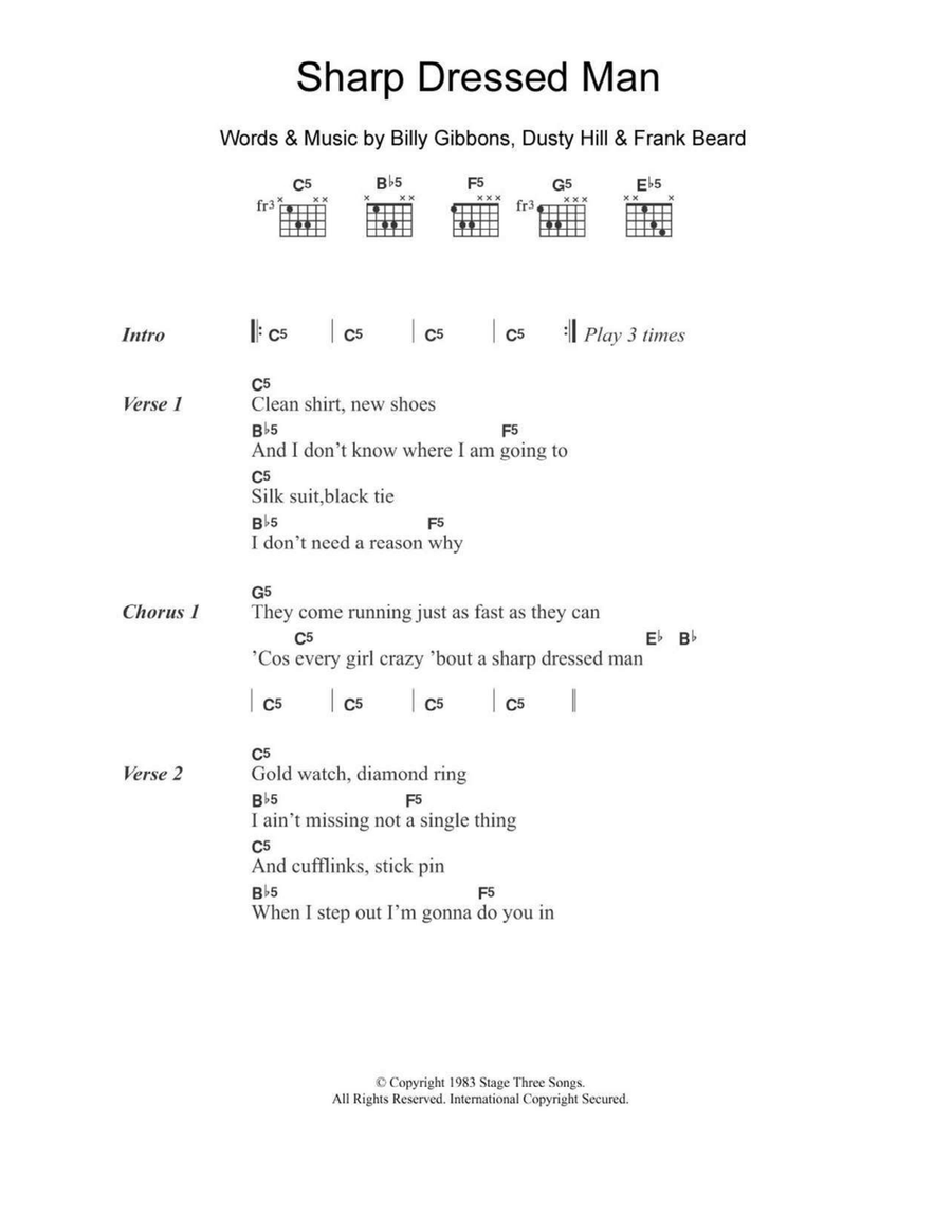 Sharp Dressed Man Sharp Dressed Man Acoustic Guitar scores gallery preview page 1