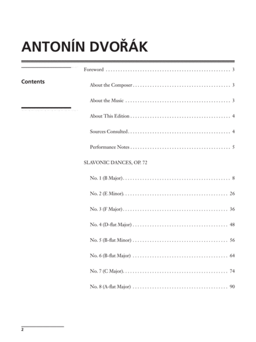 Dvorák: Slavonic Dances, Opus 72 - Piano Duet (1 Piano, 4 Hands)