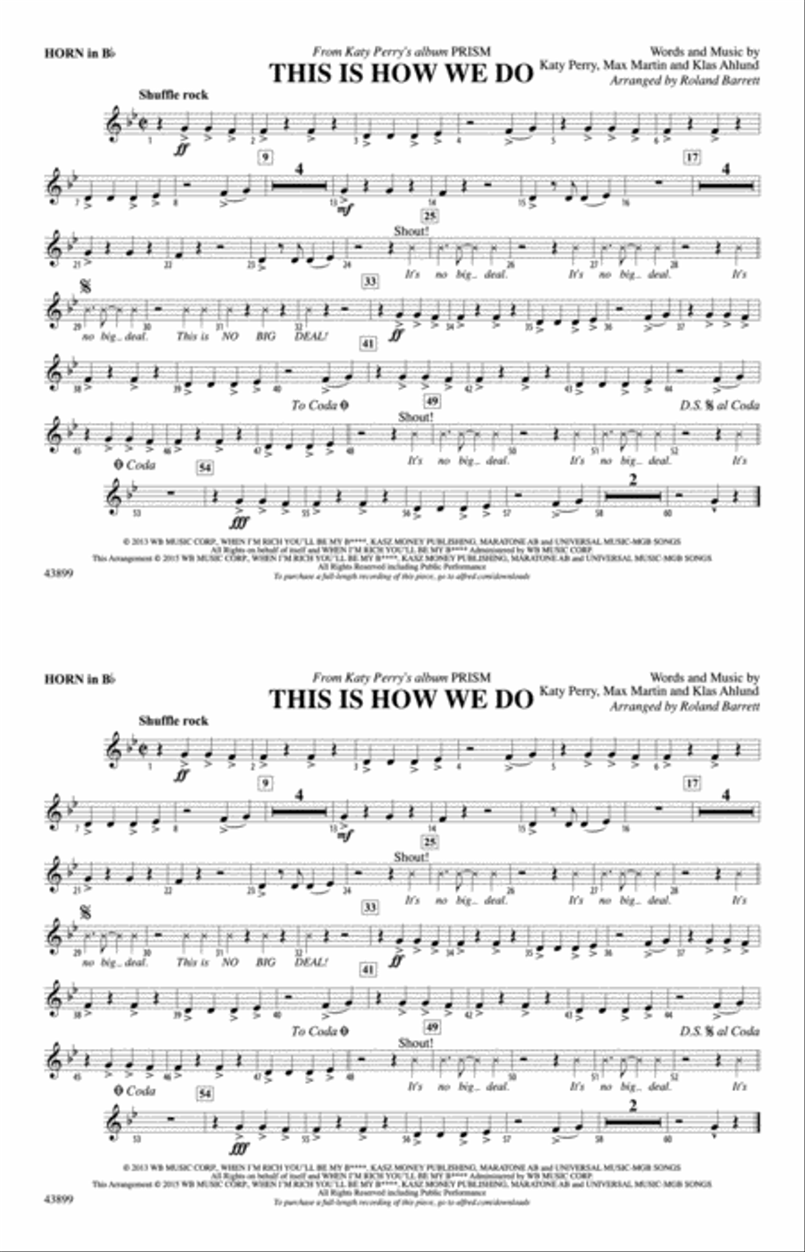 This Is How We Do: Horn in B flat Marching Band scores gallery preview page 1