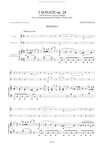 3 Sonatas Op. 28 for Piano (Harpsichord), Violin and Violoncello