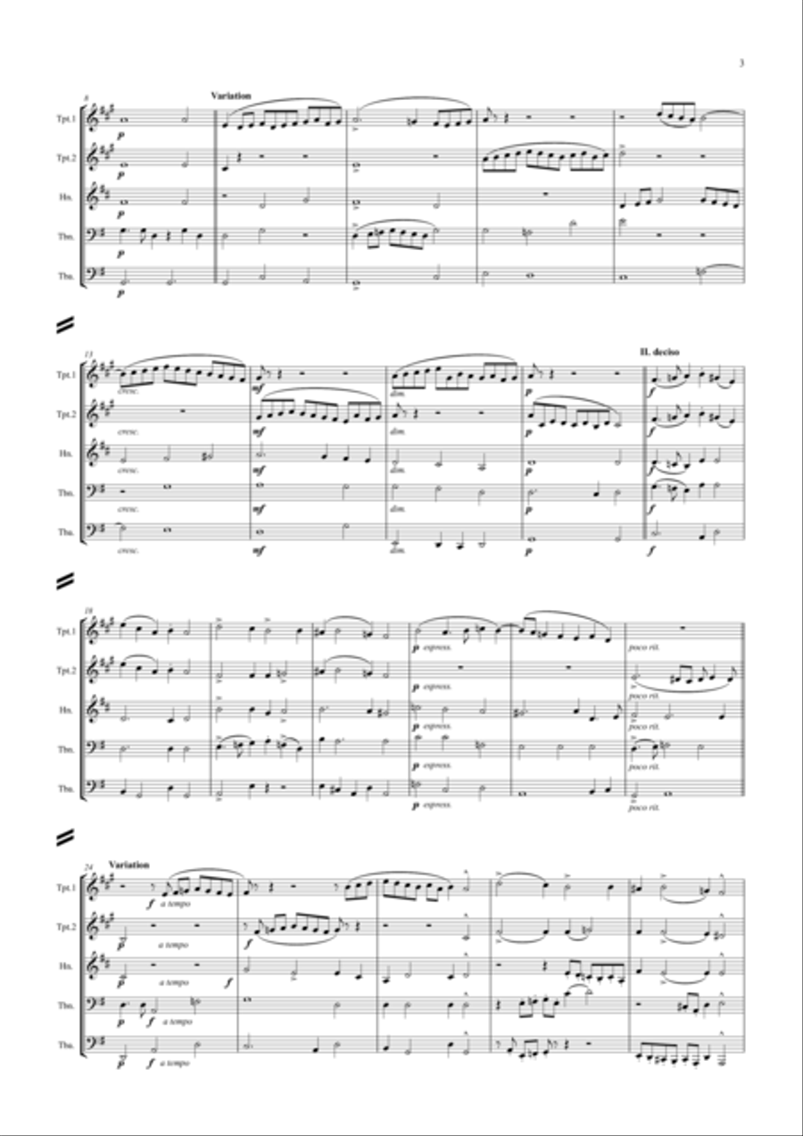 Byrd: 3 Pieces by William Byrd (including Pavane) - brass quintet Brass Quintet scores gallery preview page 3