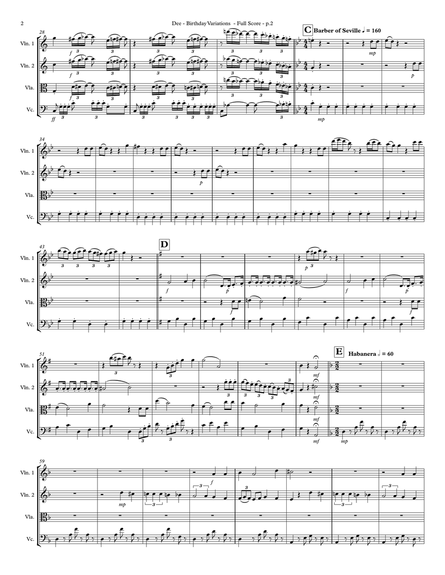 Birthday Variations (string quartet) String Quartet scores gallery preview page 4