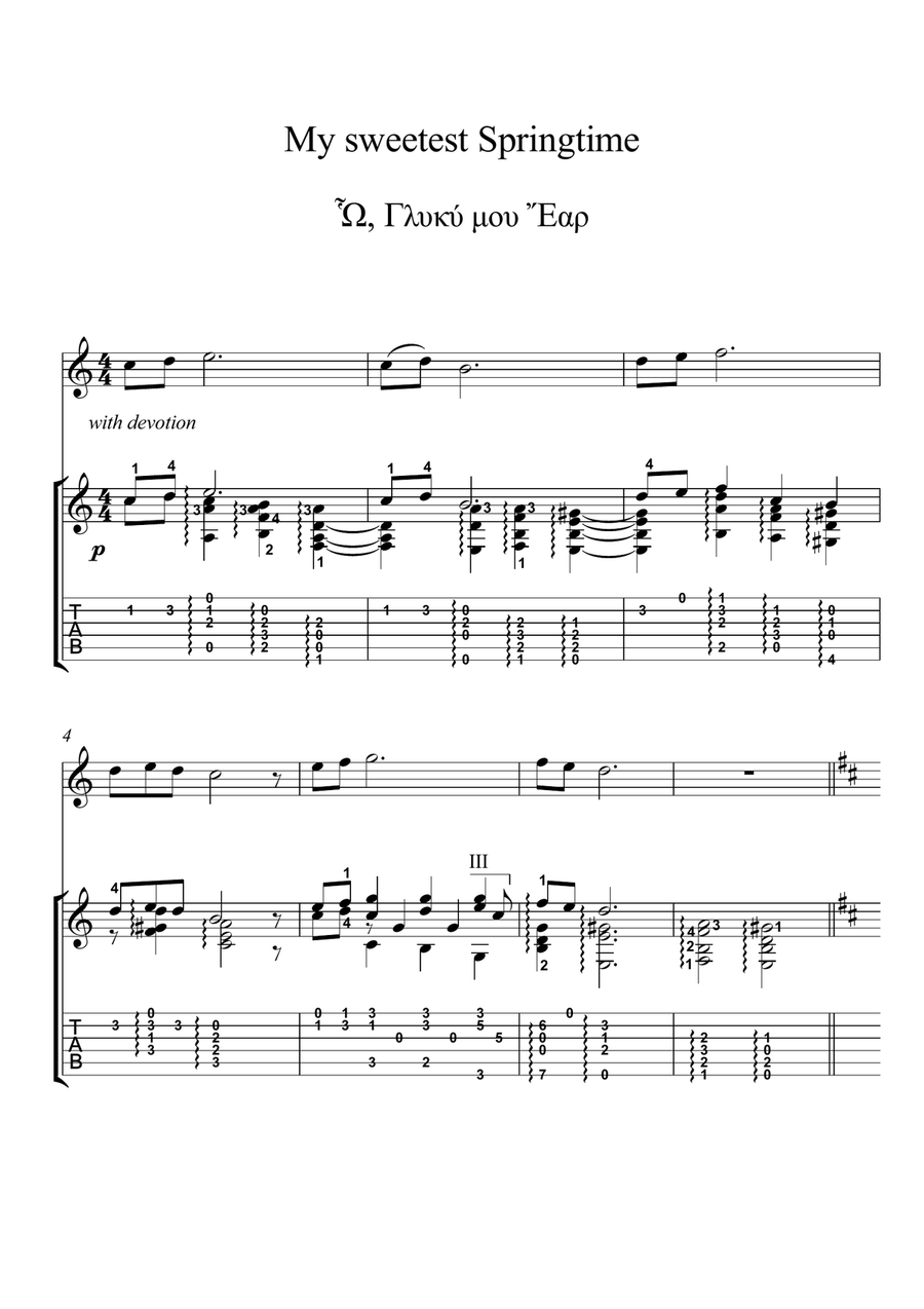 Oh my sweet spring Acoustic Guitar scores gallery preview page 1