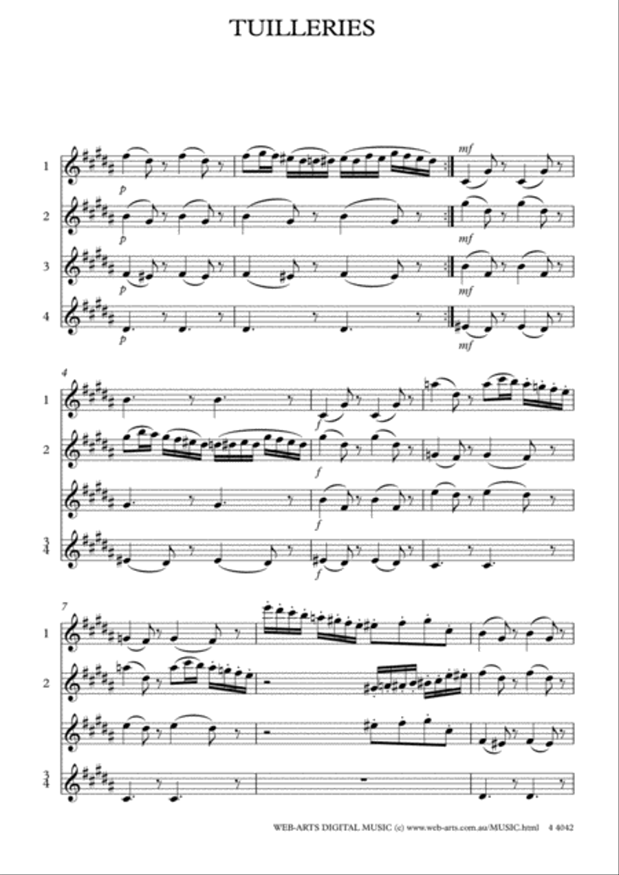 TUILLERIES from Pictures at an Exhibition for 4 flutes - MOUSSORGSKY Flute Quartet scores gallery preview page 2