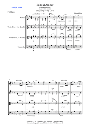 SALUT D'AMOUR String Trio, Early Intermediate Level for 2 violins and cello or violin, viola and cel