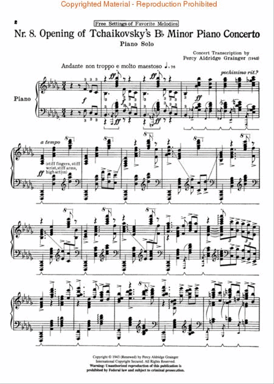Concerto in Bb Minor (Opening) Piano Solo scores gallery preview page 2