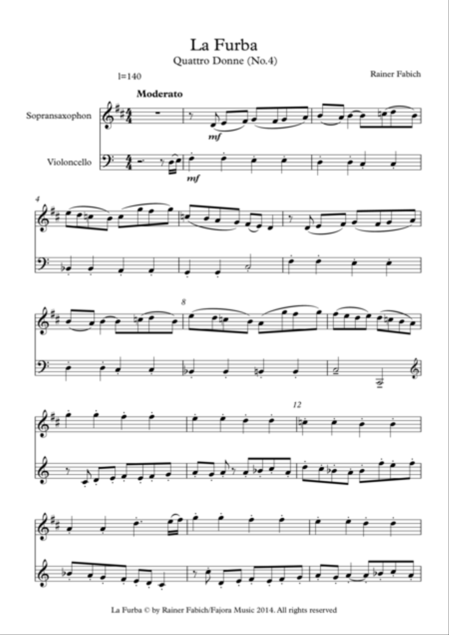 La Furba - No.4 from Quattro Donne / Four Ladies Soprano Saxophone scores gallery preview page 1